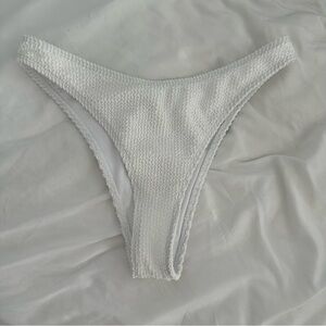 White crinkle cheeky bikini bottoms